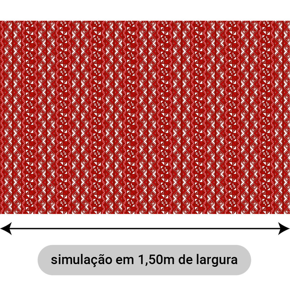 Oxford Digital Étnico Geométrico Vermelho e Branco