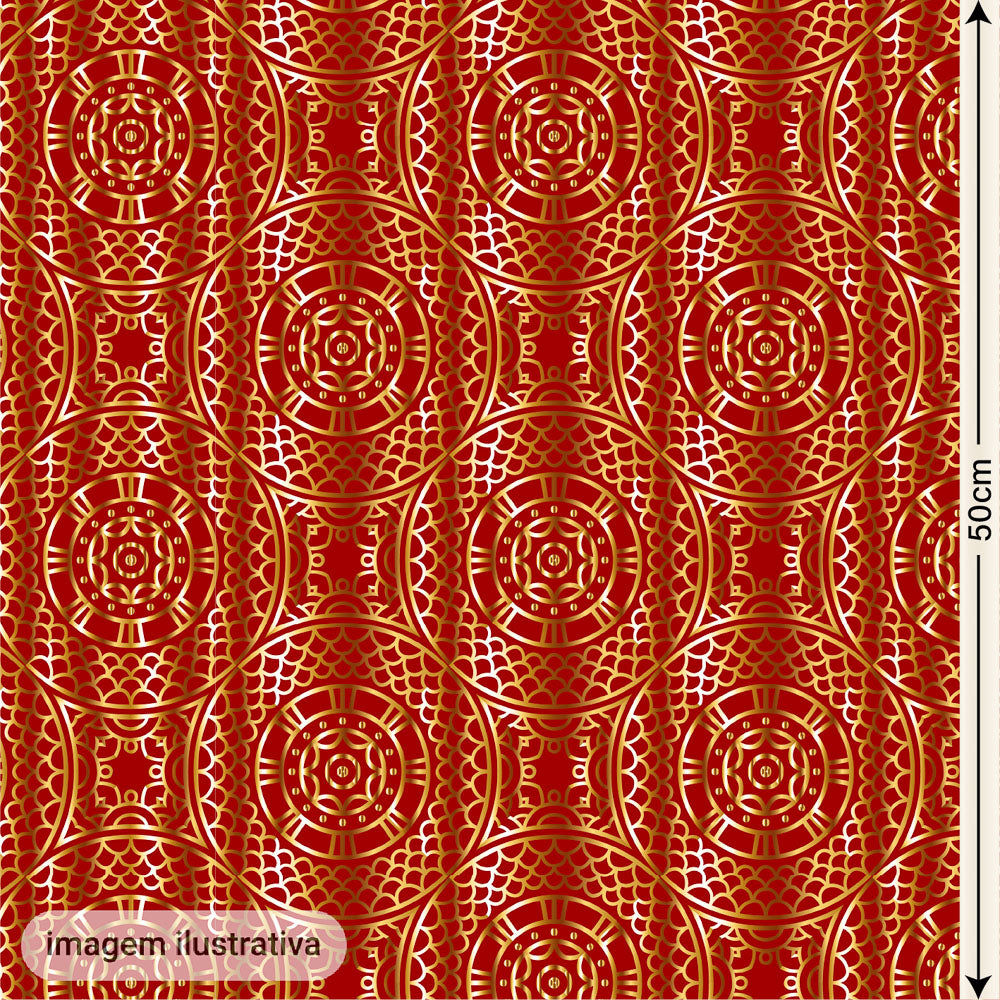 Oxford Digital Mosaico Mandalas Vermelho e Dourado
