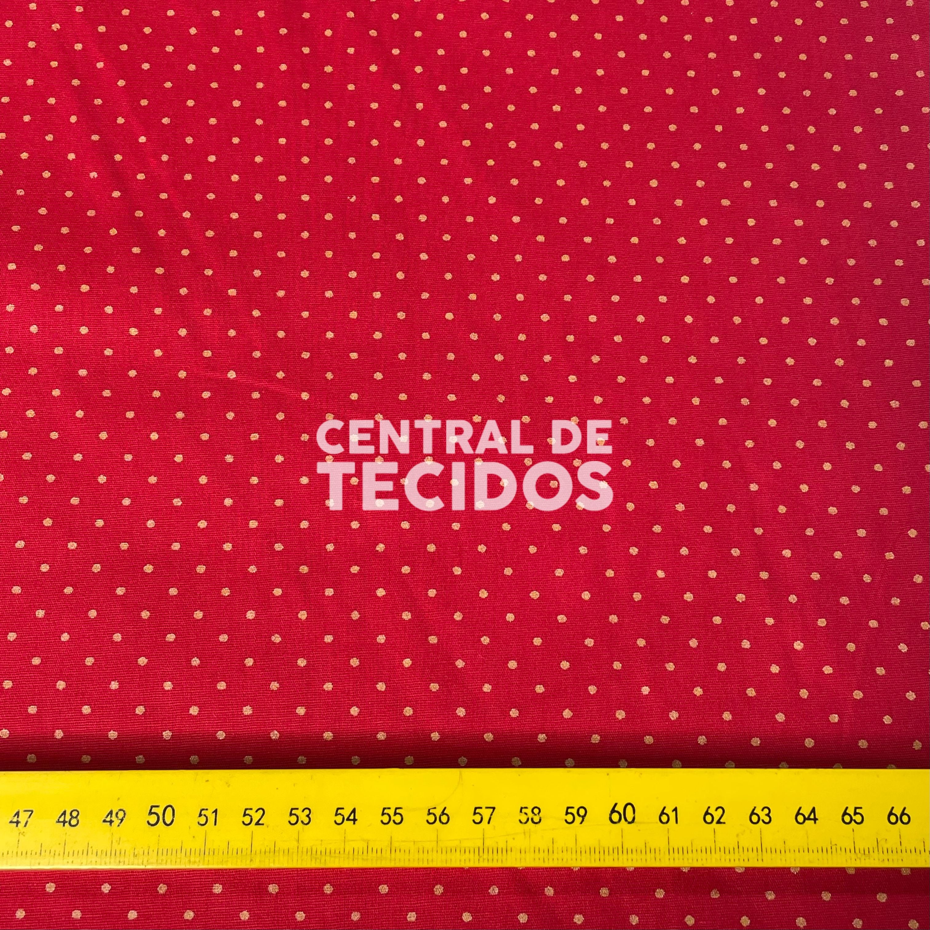 Tricoline Natalino Poá PP Dourado Fundo Vermelho