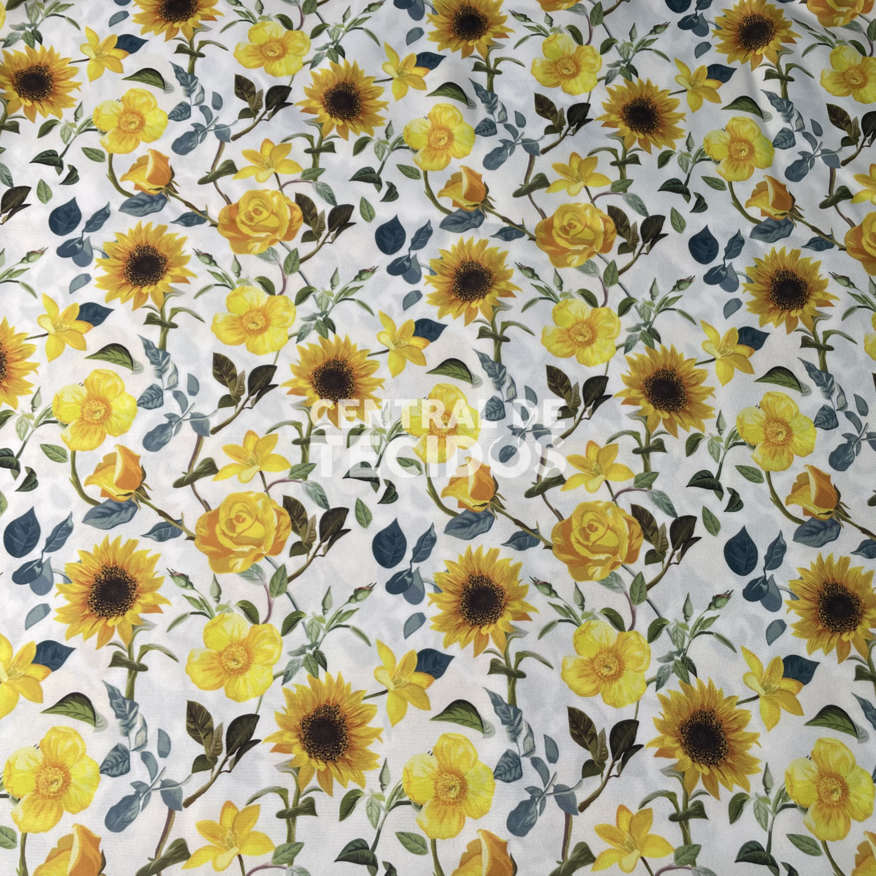 Oxford Digital Multifloral Amarelo com Folhas