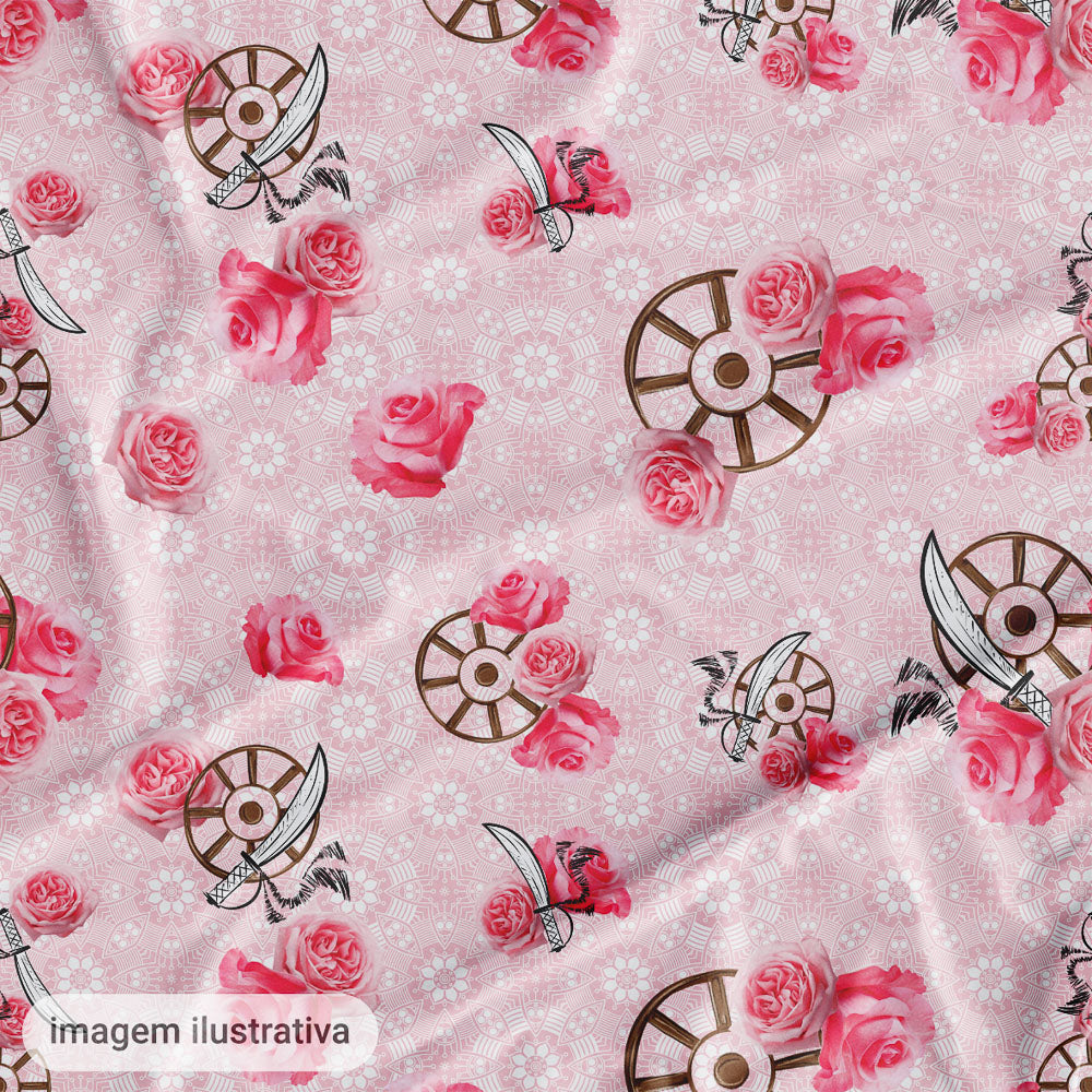 Oxford Digital Leme e Rosas Fundo Rosa Mandalas