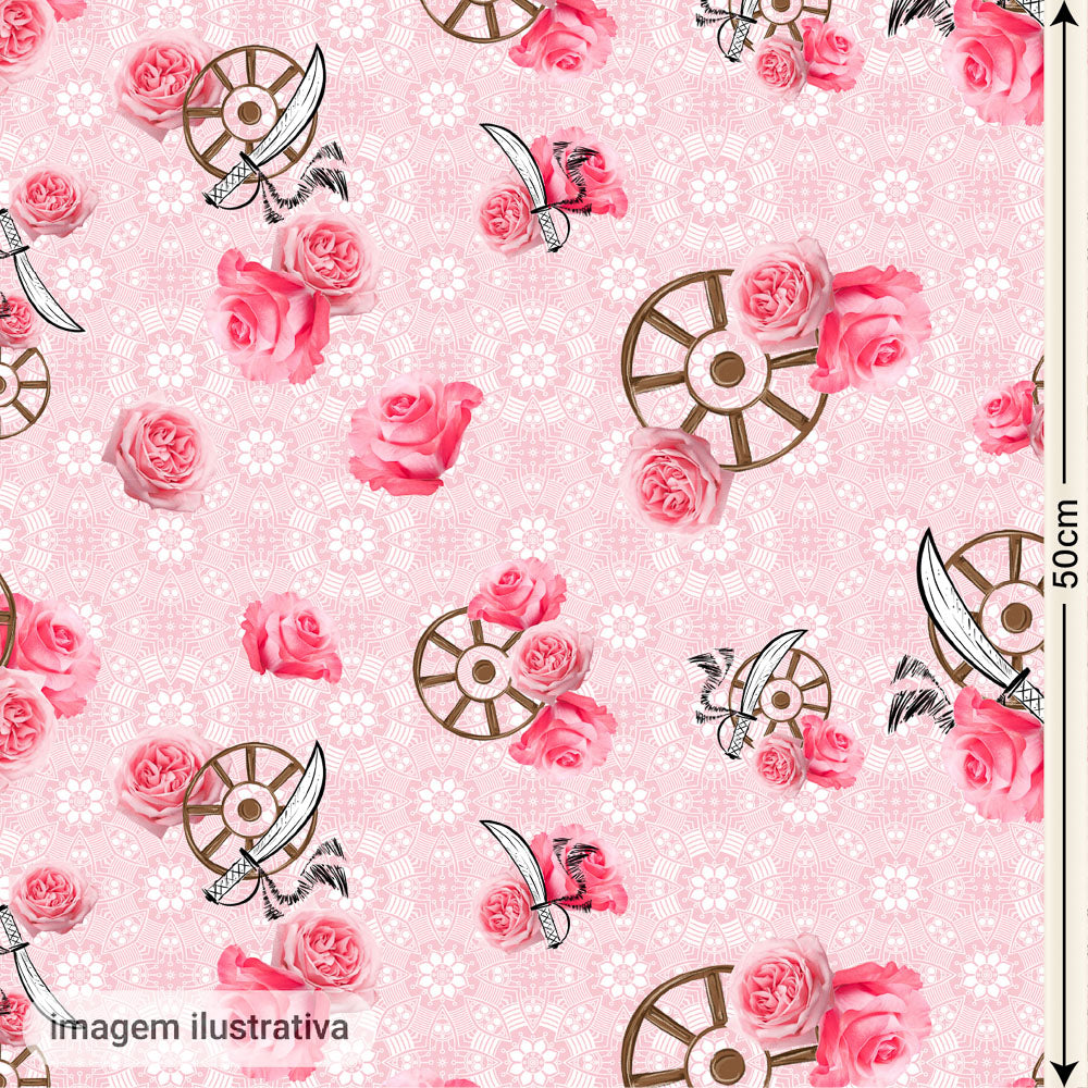 Oxford Digital Leme e Rosas Fundo Rosa Mandalas