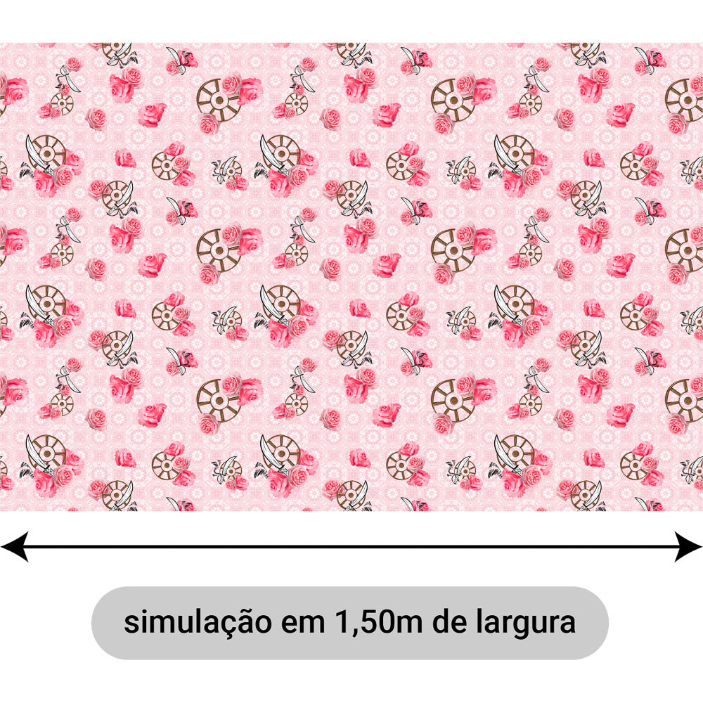 Oxford Digital Leme e Rosas Fundo Rosa Mandalas