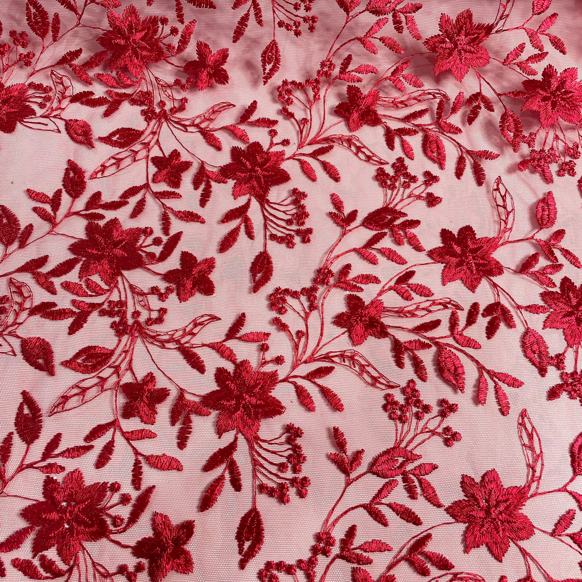 Tule Bordado Nice Vermelho