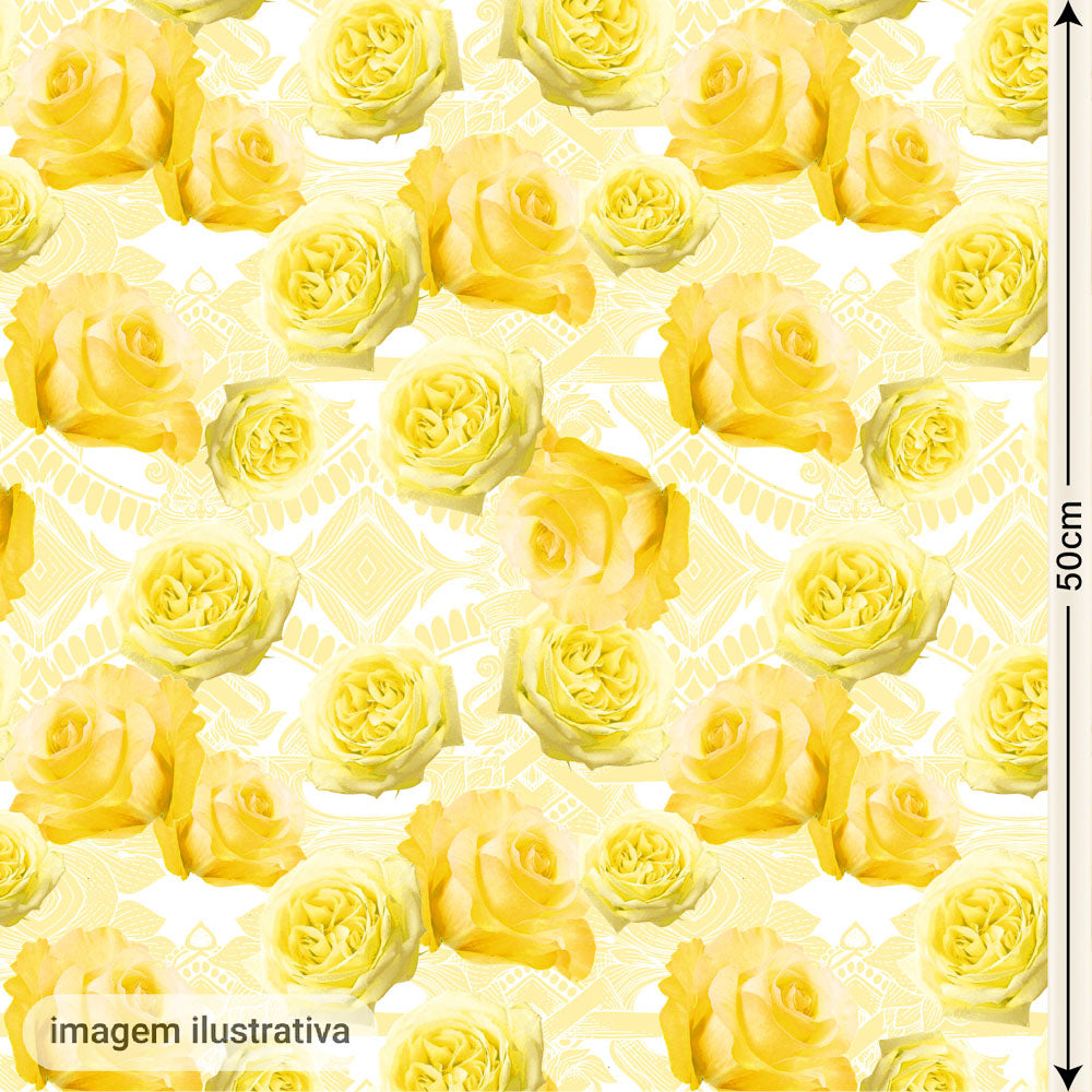 Oxford Digital Rosas Amarelo Claro