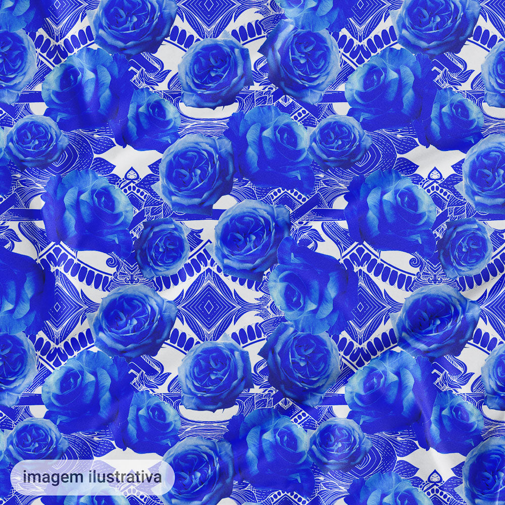 Oxford Digital Rosas Azul Royal