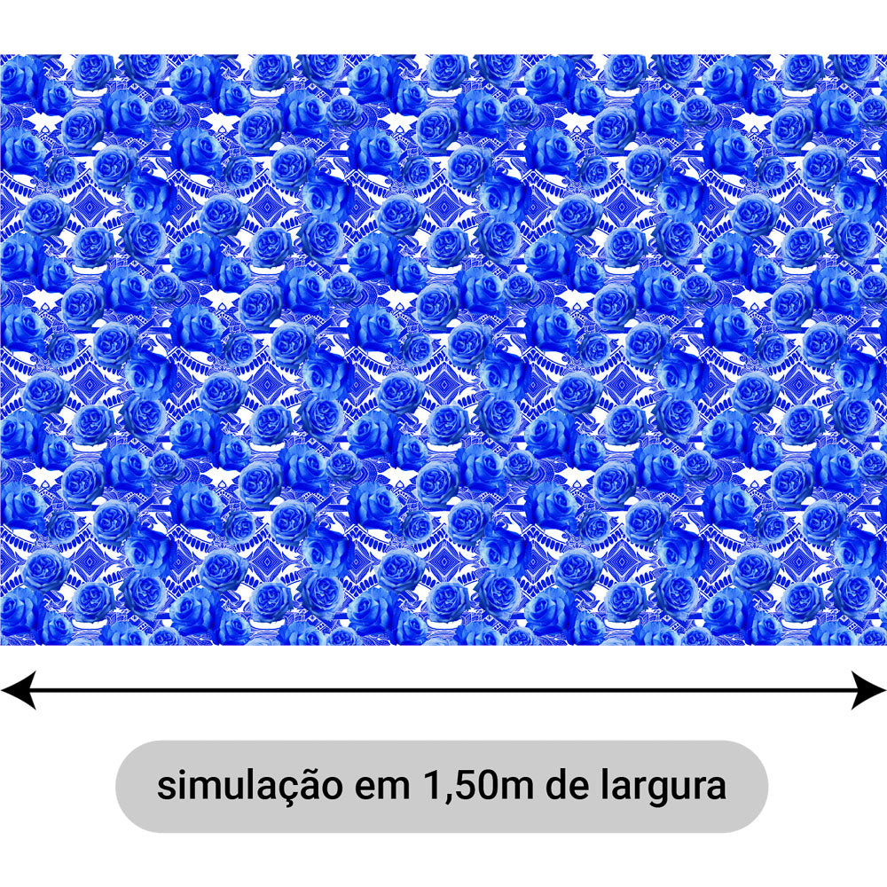 Oxford Digital Rosas Azul Royal