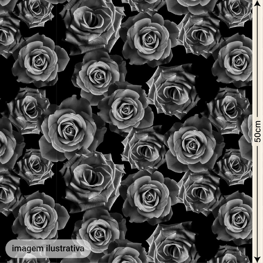 Oxford Digital Rosas Reais Preto