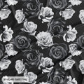 Oxford Digital Rosas Reais Preto e Branco