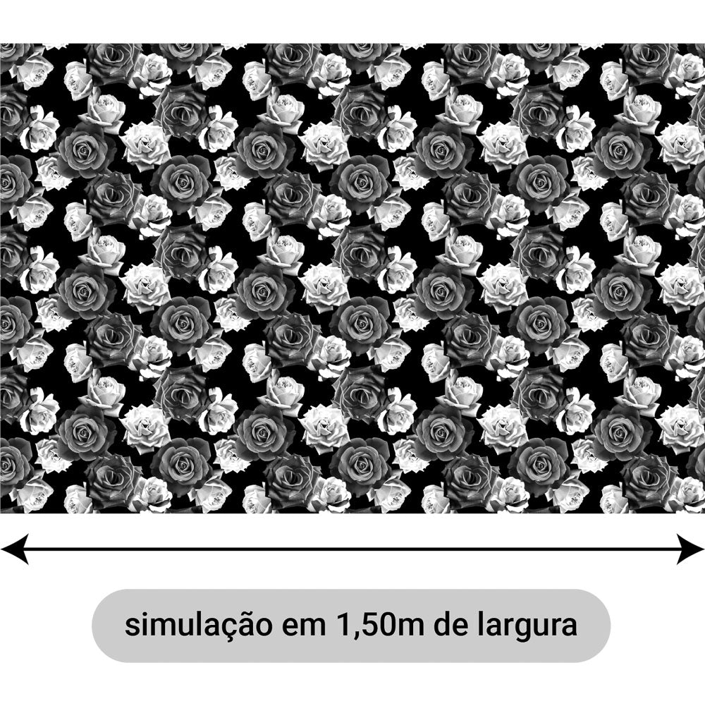 Oxford Digital Rosas Reais Preto e Branco