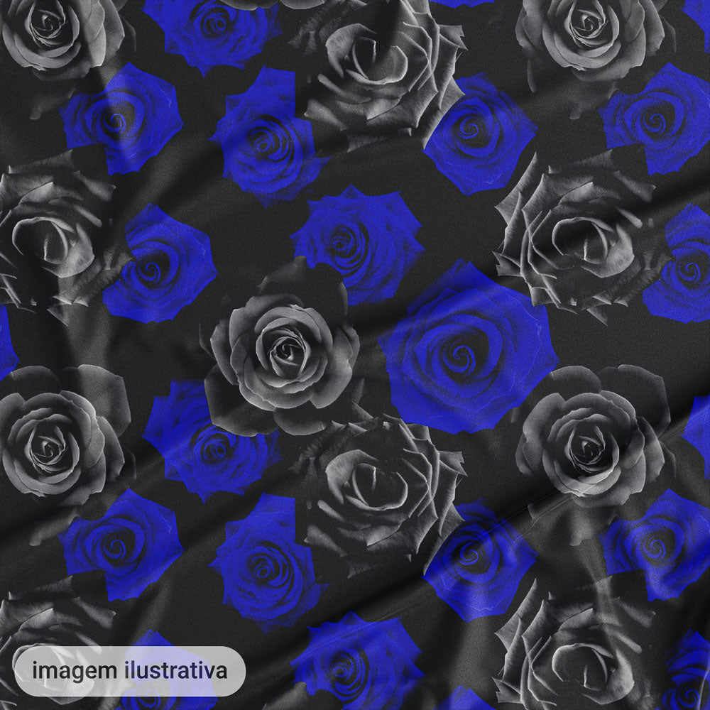 Oxford Digital Rosas Reais Preto Azul
