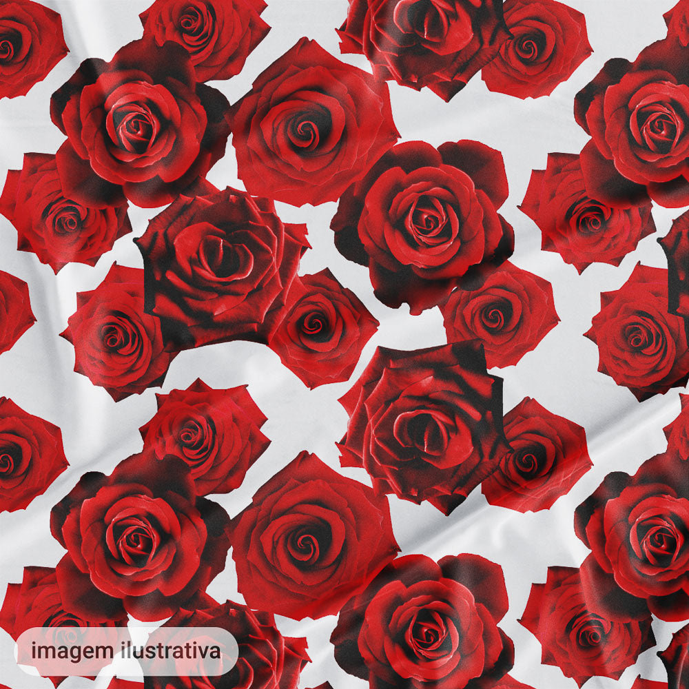 Oxford Digital Rosas Reais Vermelhas Fundo Branco