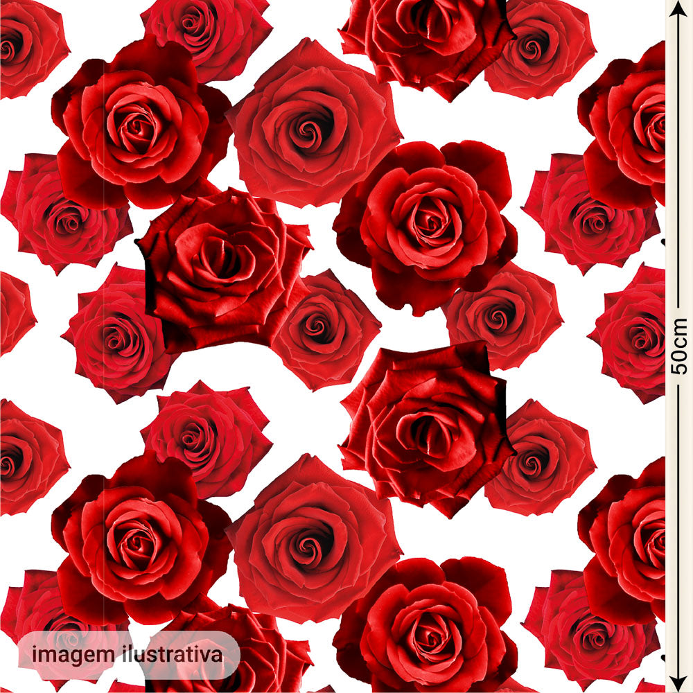 Oxford Digital Rosas Reais Vermelhas Fundo Branco