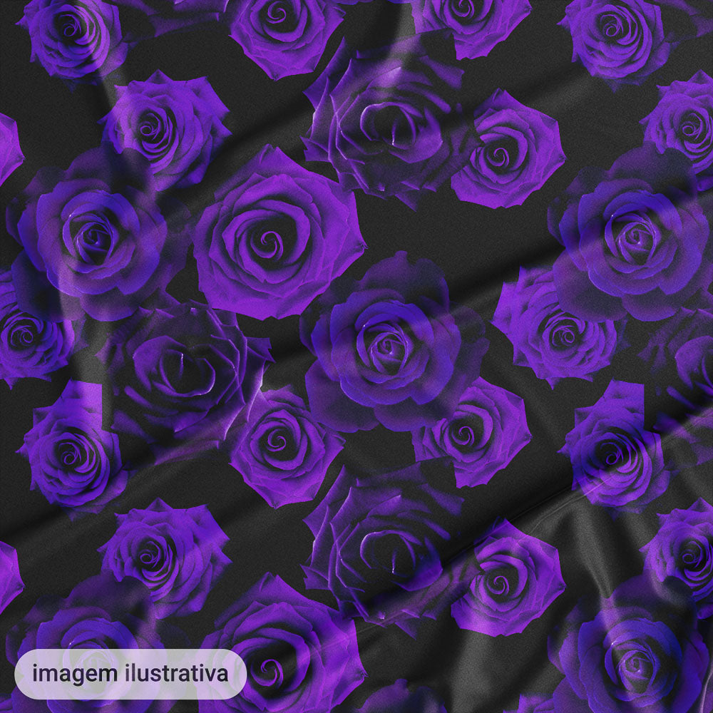 Oxford Digital Rosas Reais Roxas Fundo Preto