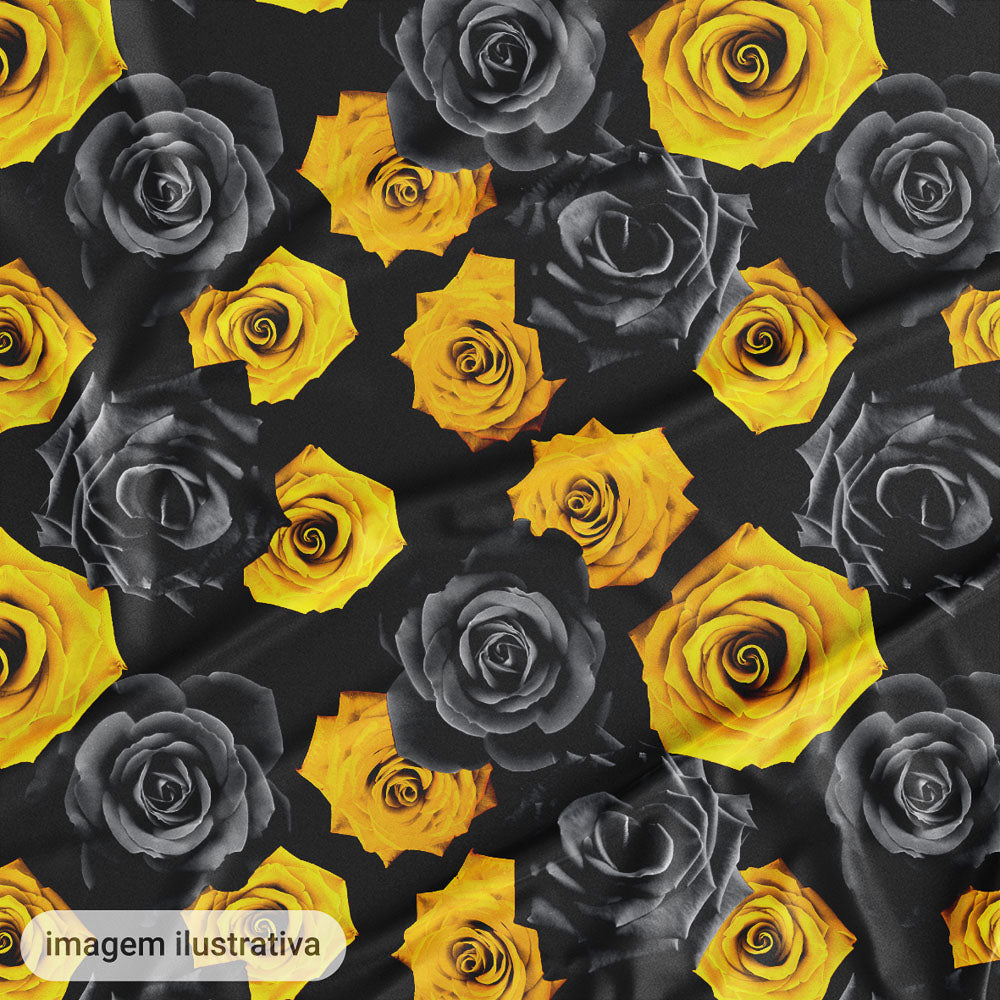 Oxford Digital Rosas Reais Amarelo Sol e Preto