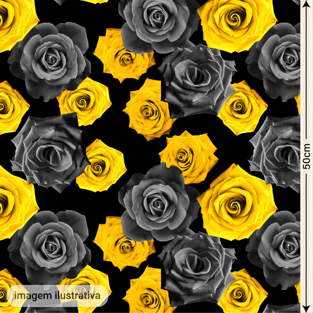 Oxford Digital Rosas Reais Amarelo Sol e Preto