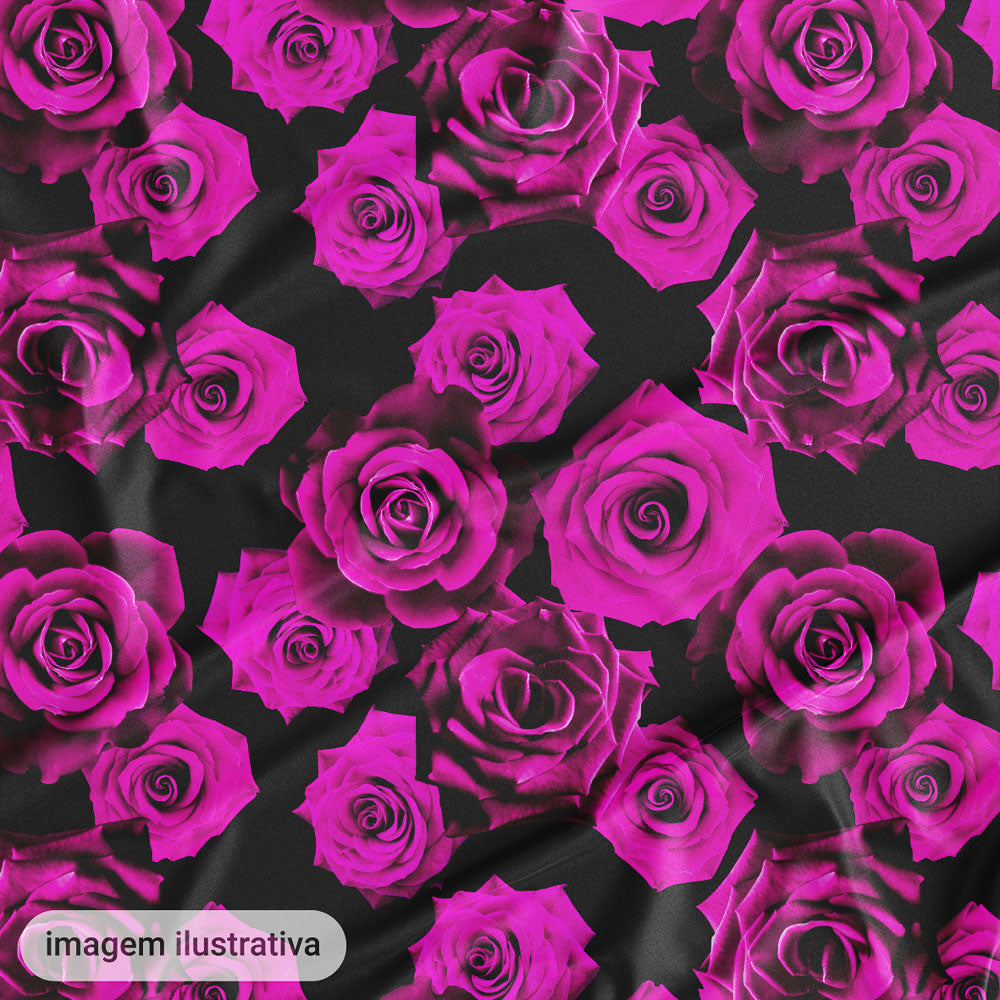 Oxford Digital Rosas Reais Rosa Fundo Preto