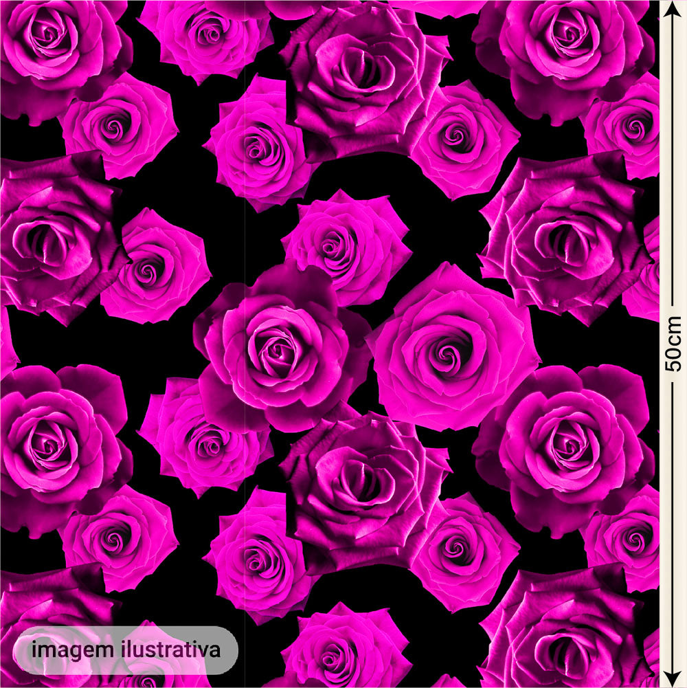 Oxford Digital Rosas Reais Rosa Fundo Preto