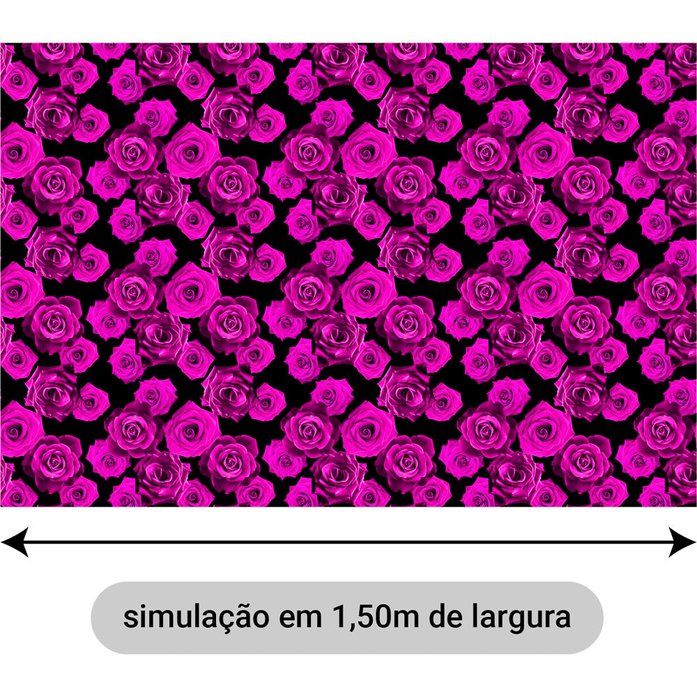 Oxford Digital Rosas Reais Rosa Fundo Preto