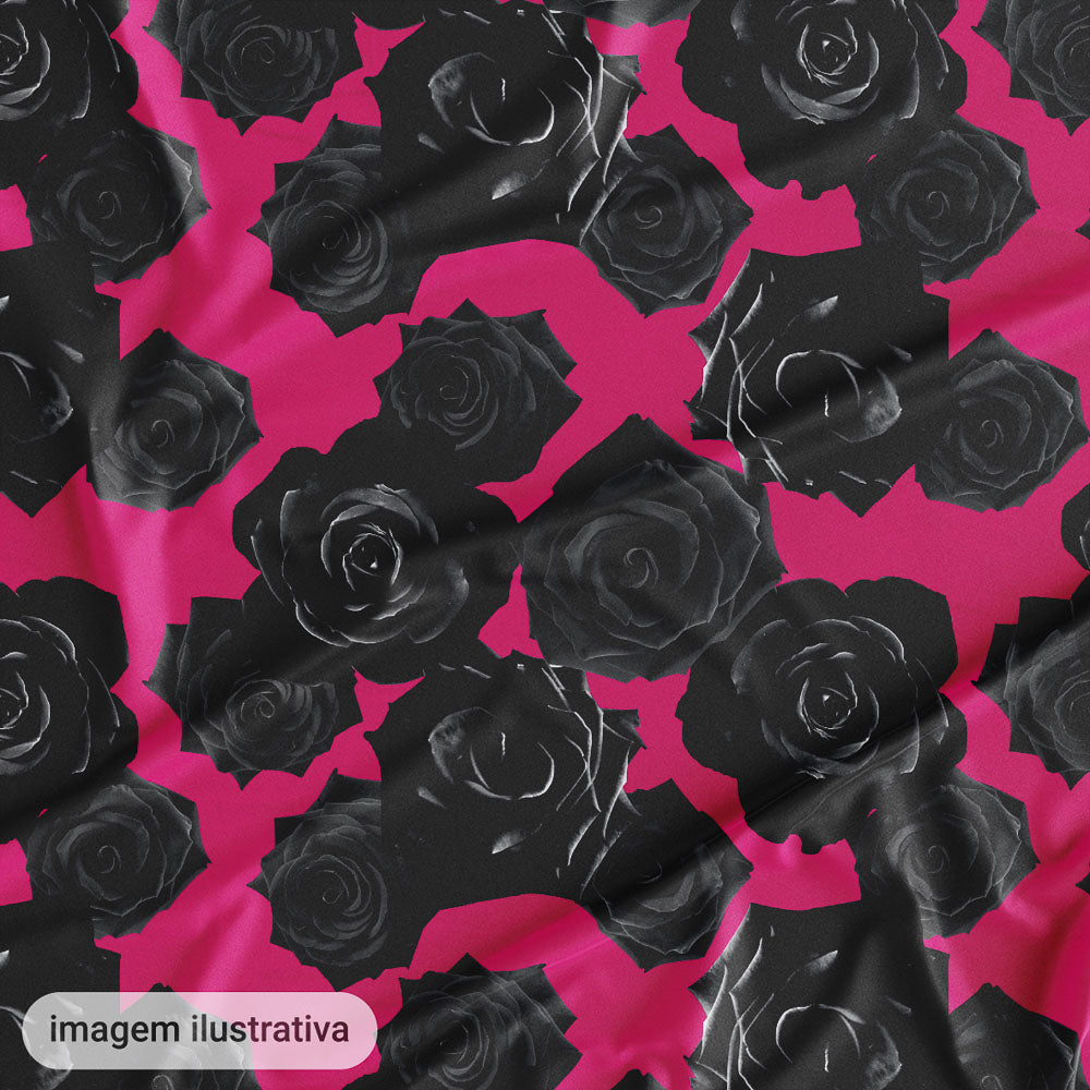 Oxford Digital Rosas Reais Preto Fundo Rosa