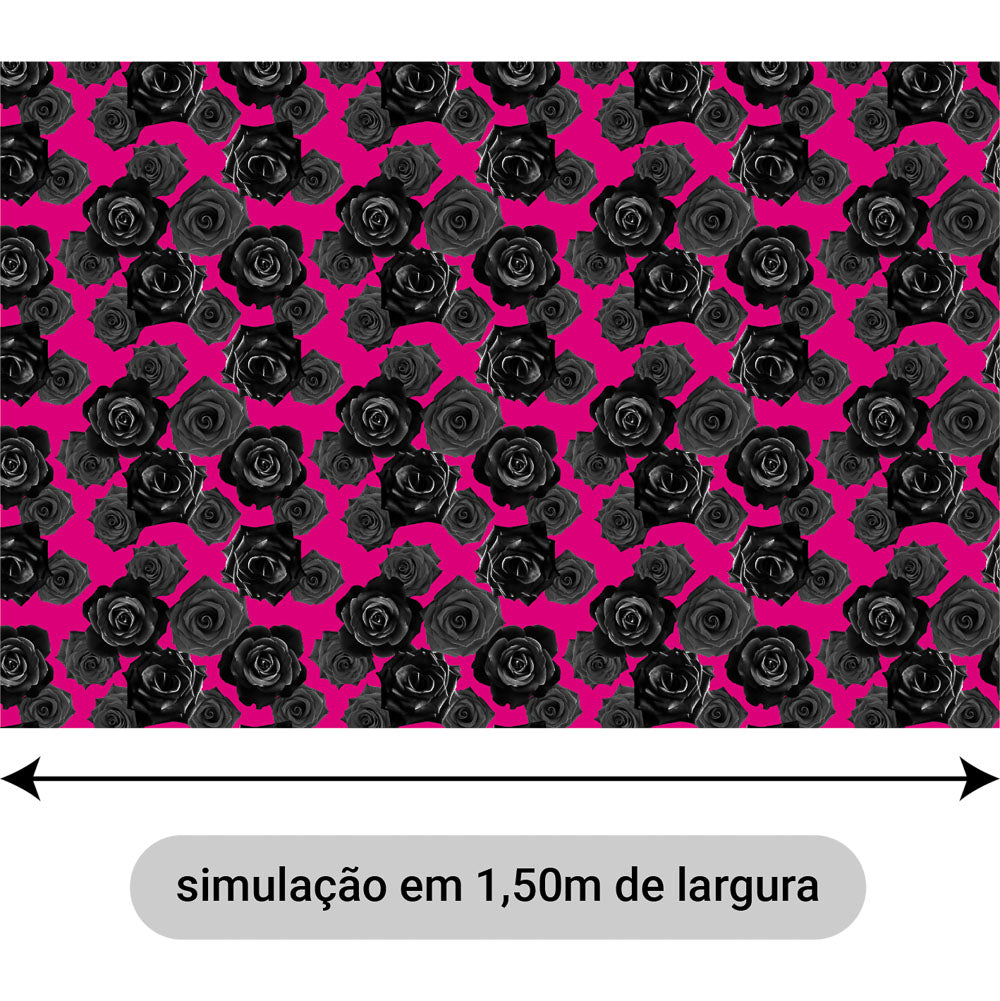 Oxford Digital Rosas Reais Preto Fundo Rosa