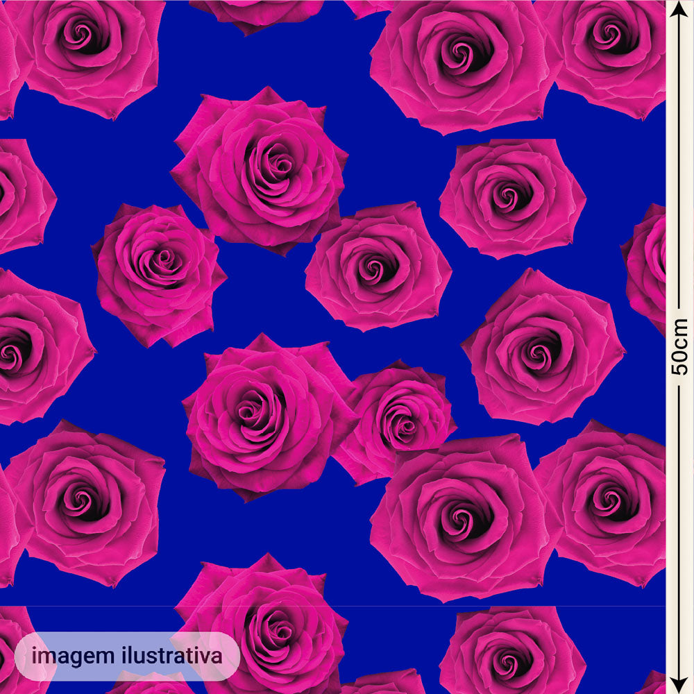 Oxford Digital Rosas Reais Azul Rosa