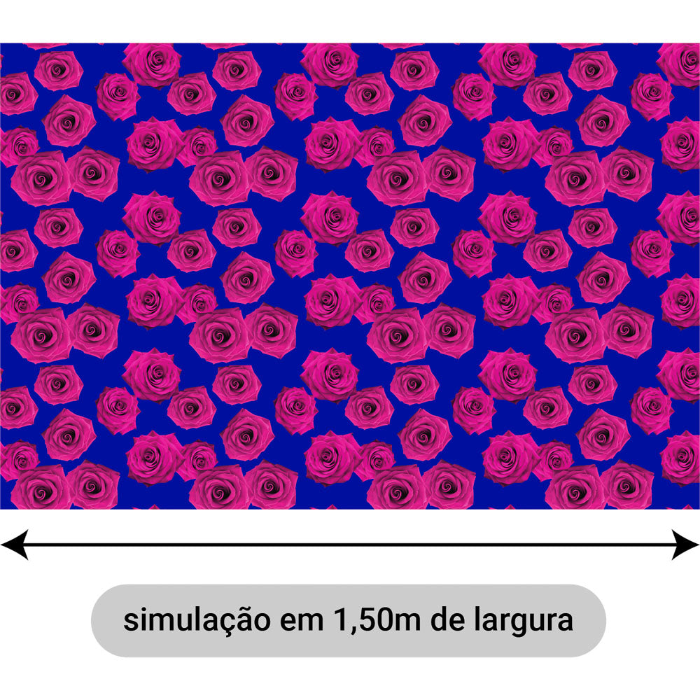 Oxford Digital Rosas Reais Azul Rosa