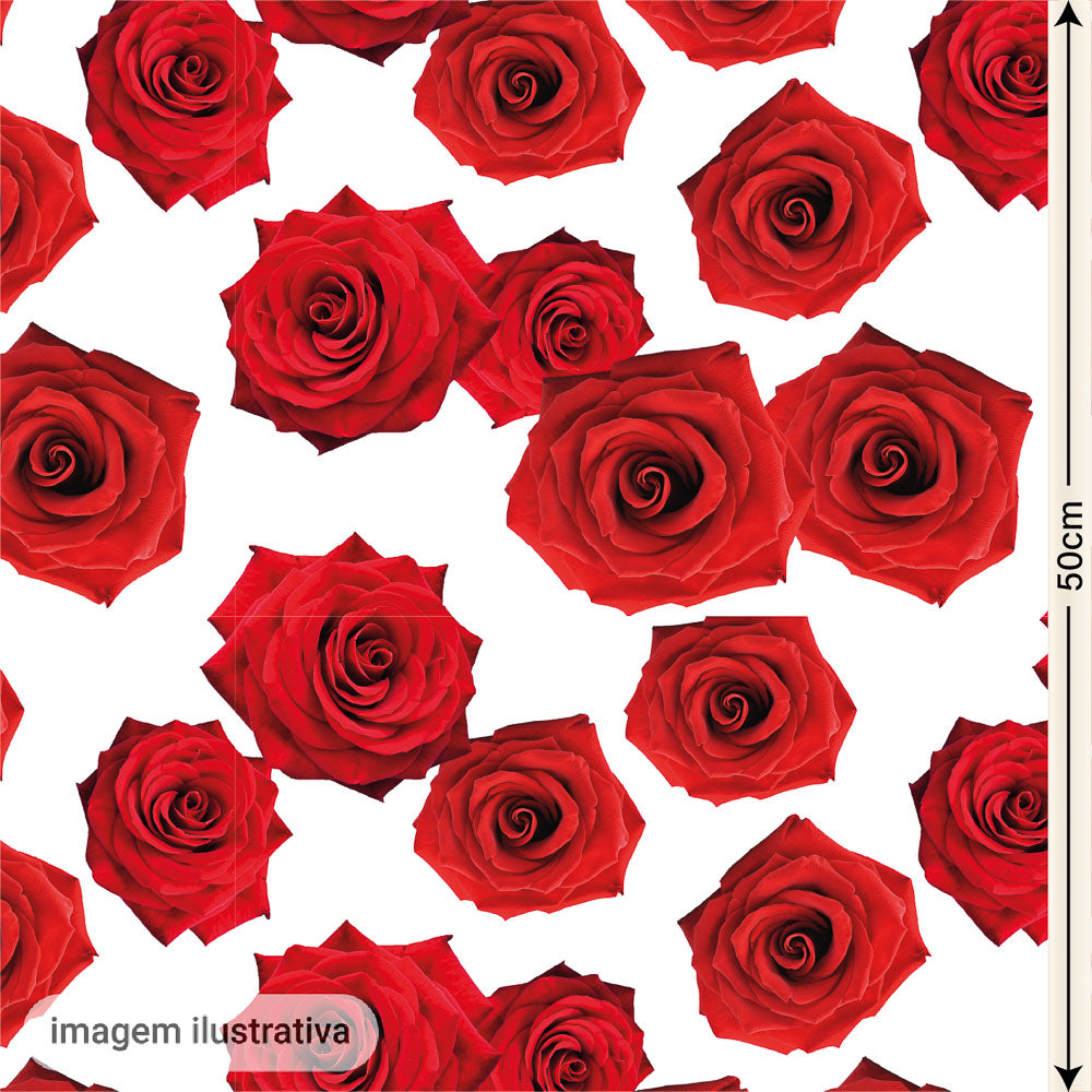 Oxford Digital Rosas Vermelhas Fundo Branco