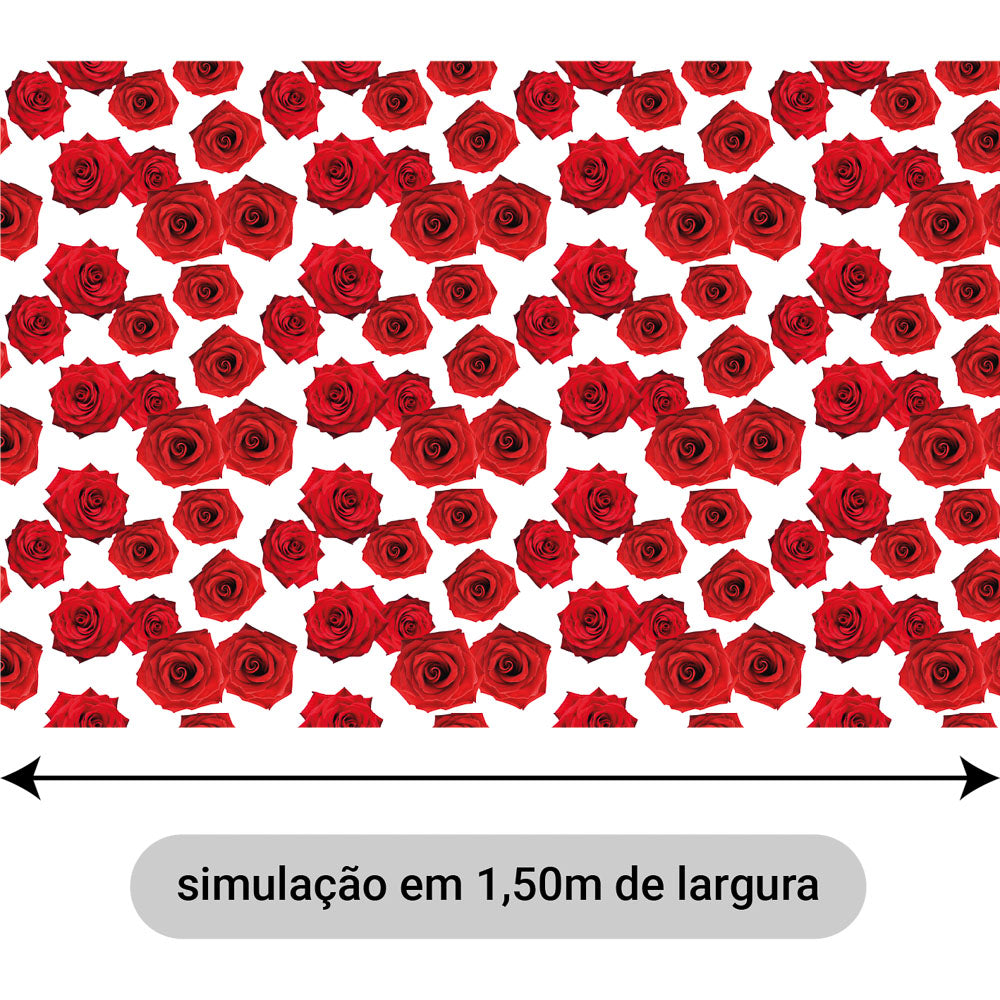 Oxford Digital Rosas Vermelhas Fundo Branco