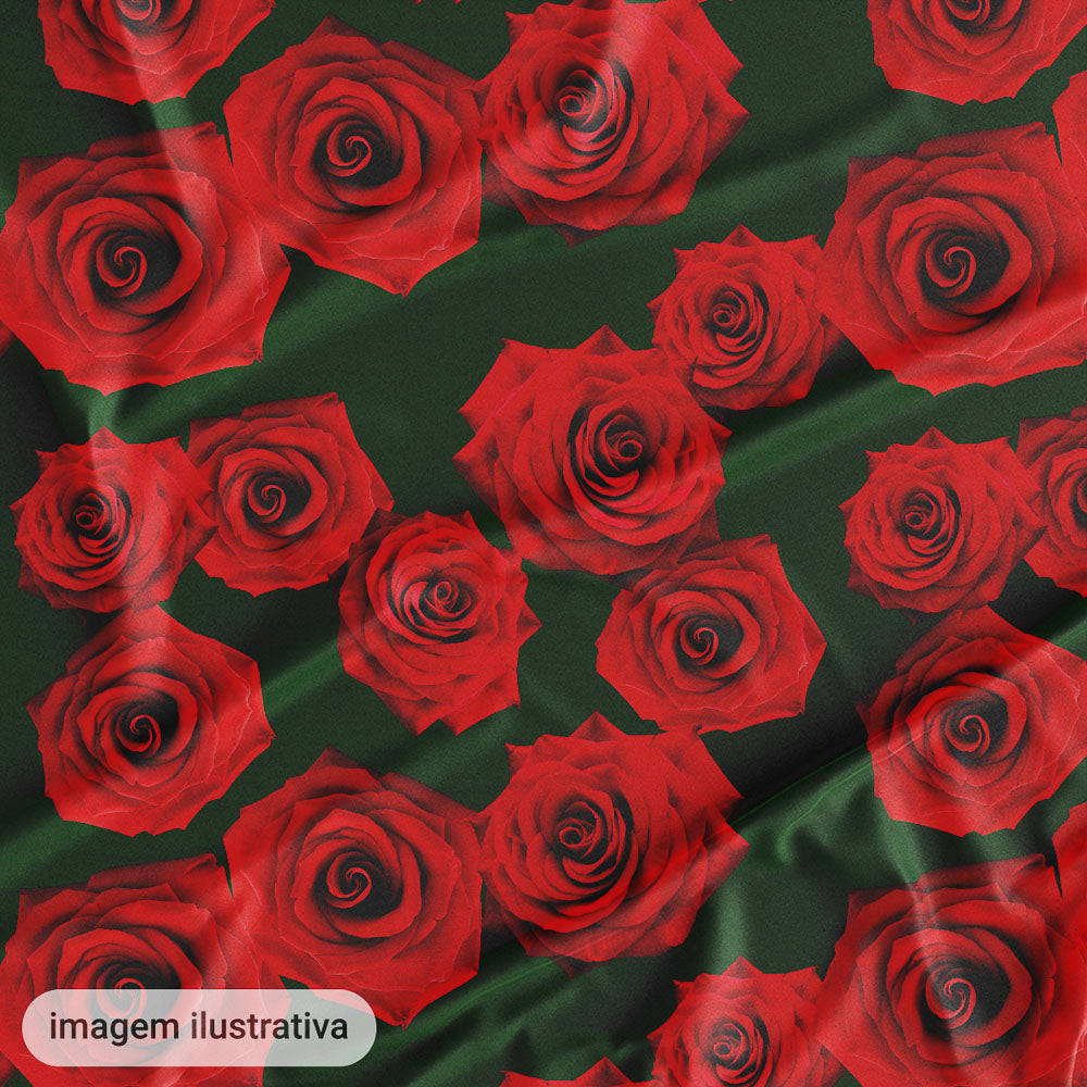 Oxford Digital Rosas Reais Vermelhas Fundo Verde