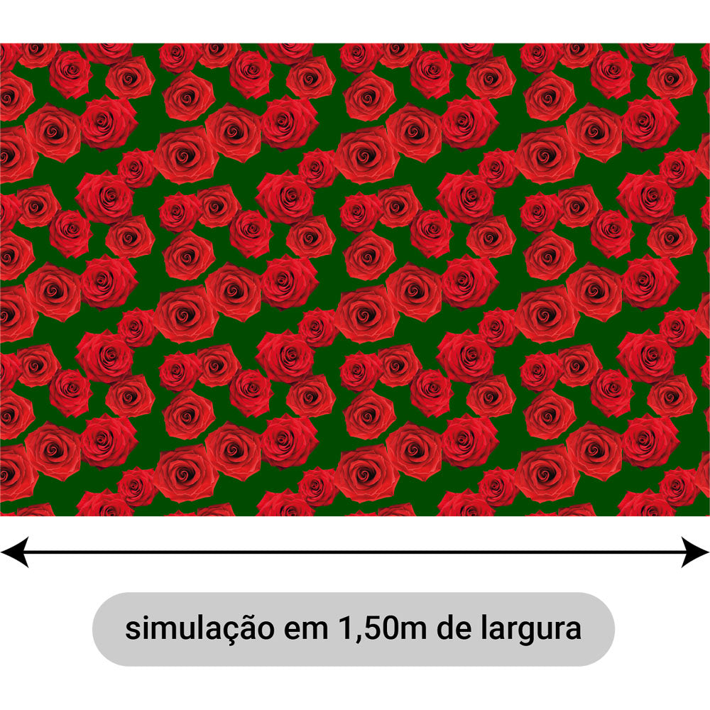 Oxford Digital Rosas Reais Vermelhas Fundo Verde
