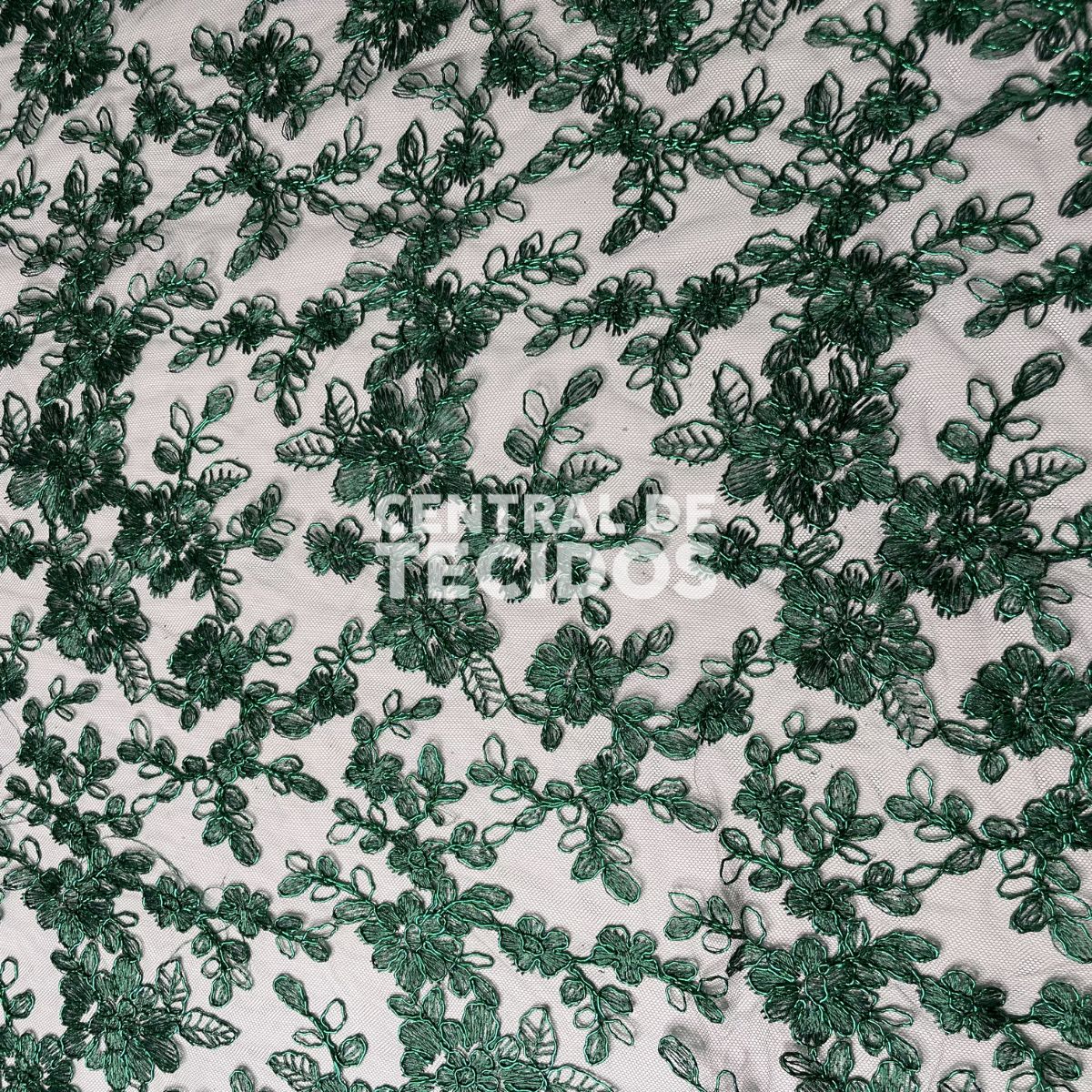 Tule Bordado Metálico GODESS 555 Verde Floresta