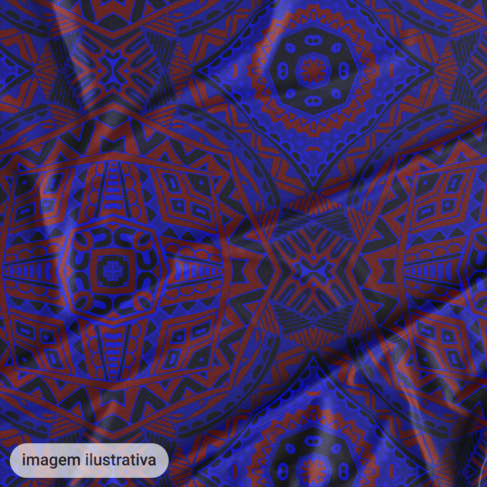 Oxford Digital Mandalas Vermelho Fundo Azul
