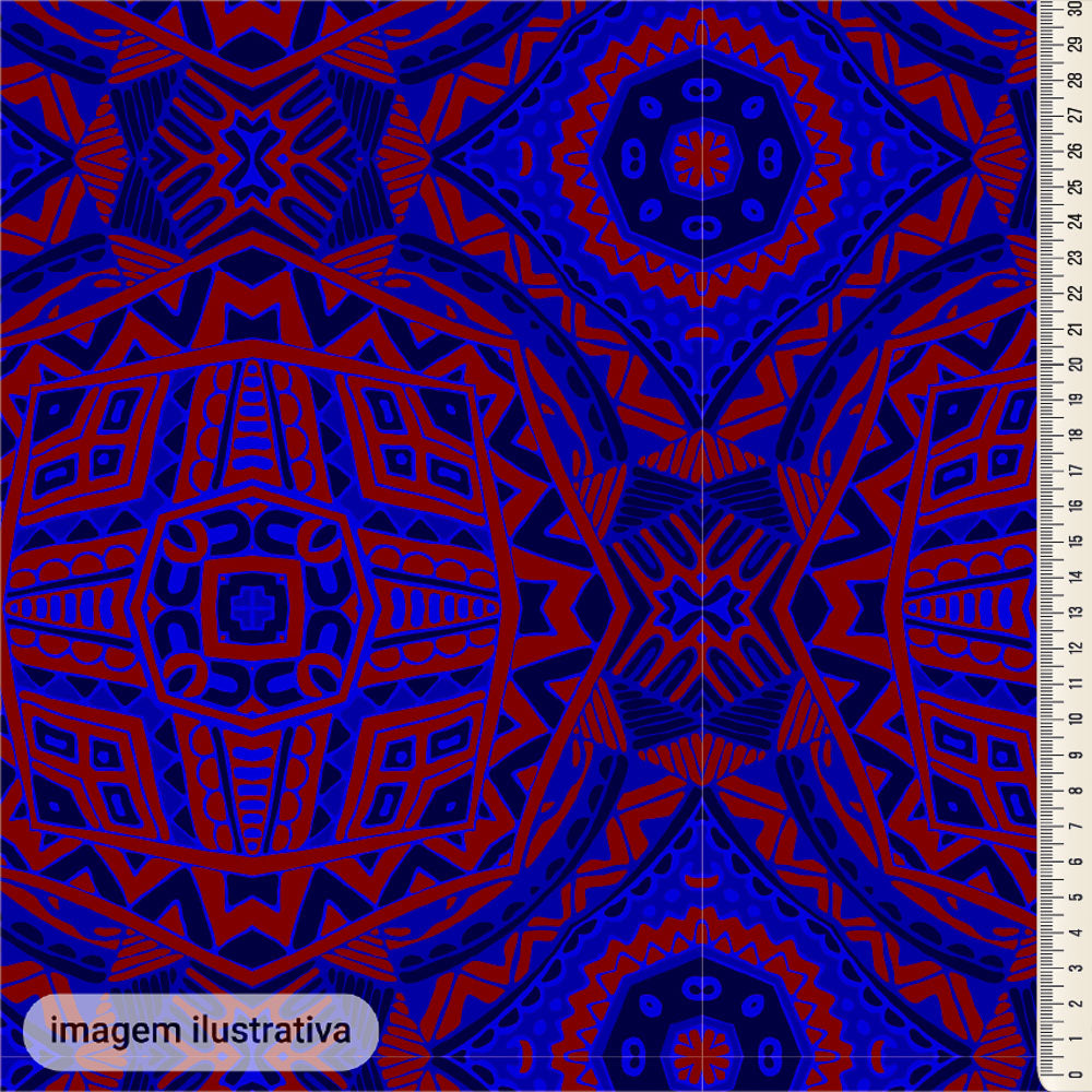 Oxford Digital Mandalas Vermelho Fundo Azul