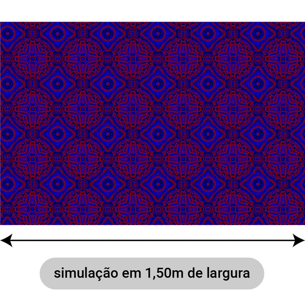 Oxford Digital Mandalas Vermelho Fundo Azul