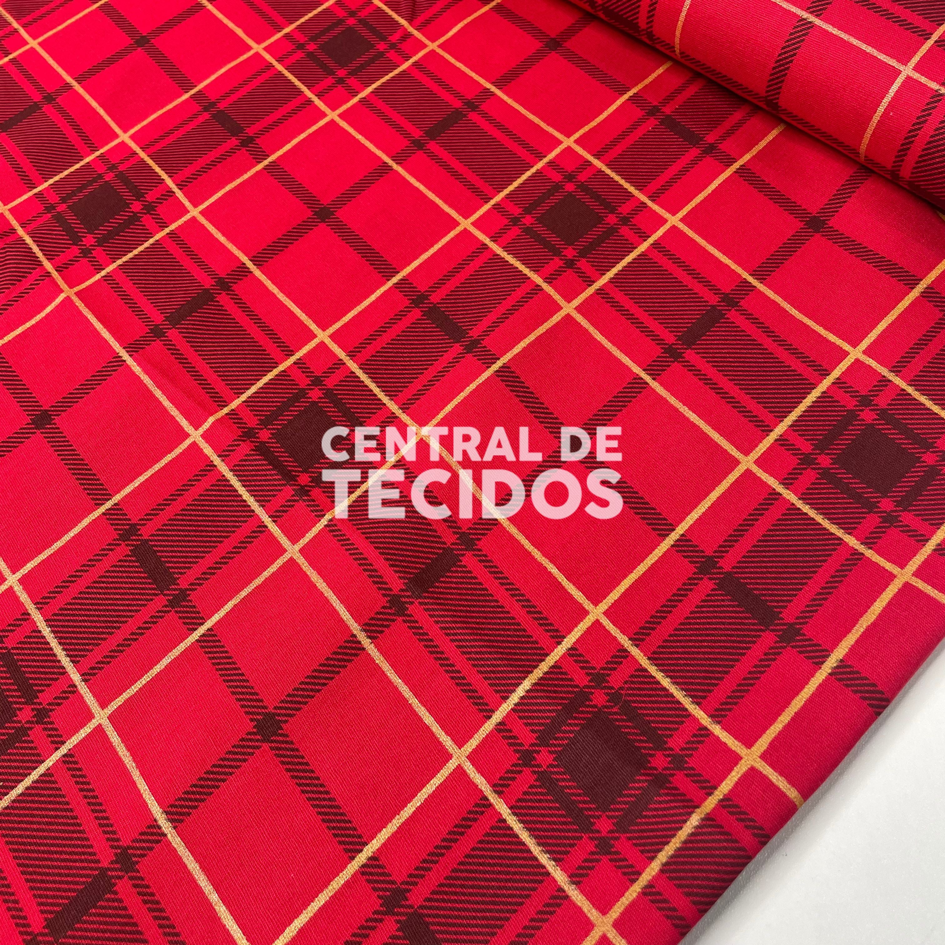 Tricoline Natalino Xadrez Vermelho