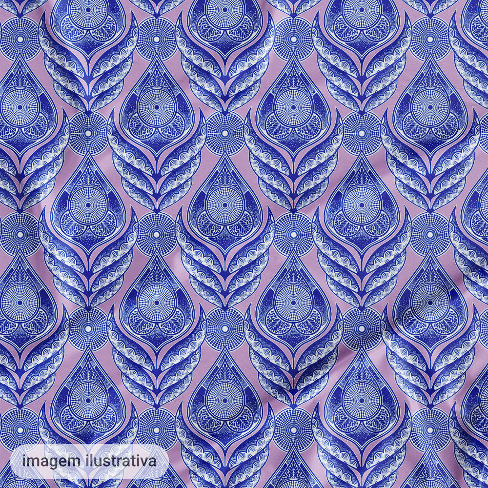 Oxford Digital Penas Azul Royal Fundo Rosa