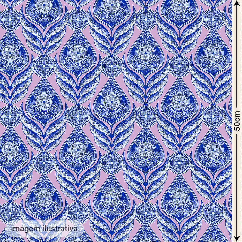 Oxford Digital Penas Azul Royal Fundo Rosa