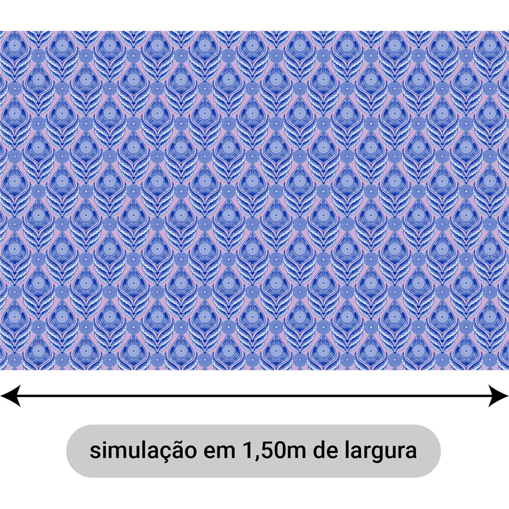 Oxford Digital Penas Azul Royal Fundo Rosa