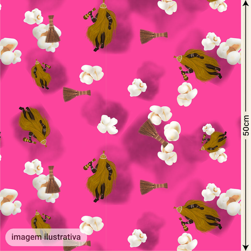 Oxford Digital Atotô e Pipocas Fundo Rosa