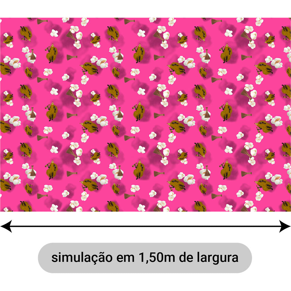 Oxford Digital Atotô e Pipocas Fundo Rosa