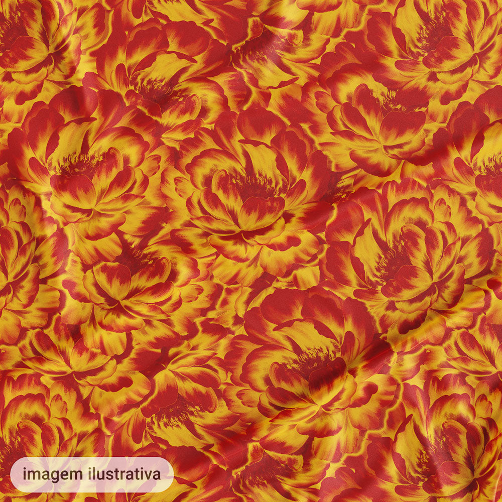 Oxford Digital Mar de Flores Vermelho Amarelo