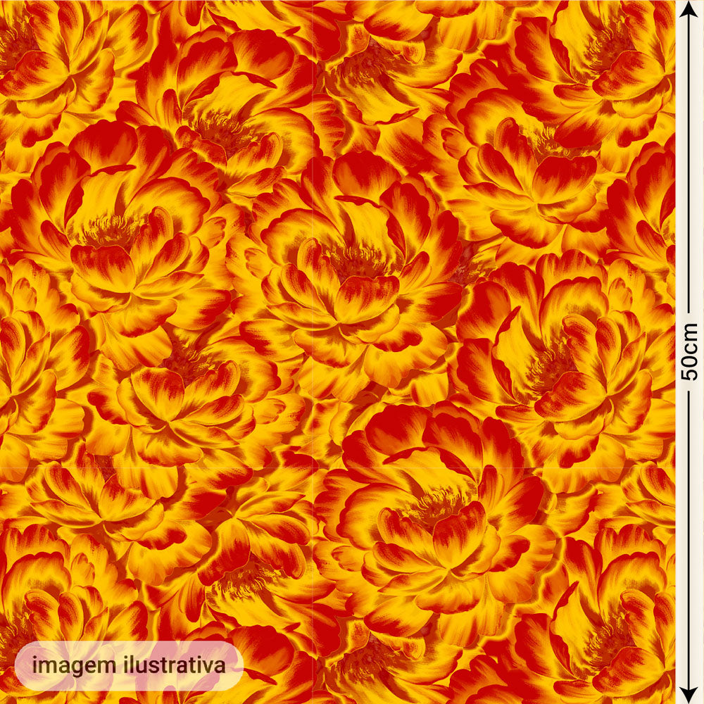 Oxford Digital Mar de Flores Vermelho Amarelo