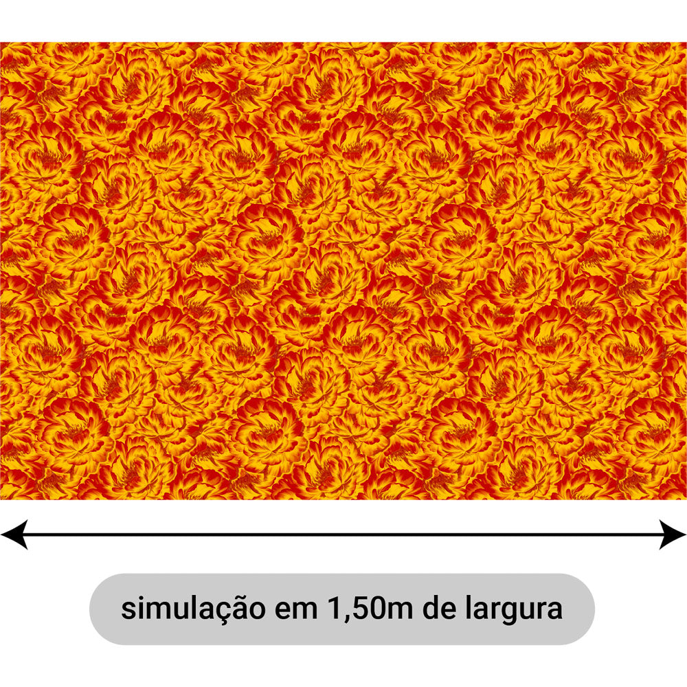 Oxford Digital Mar de Flores Vermelho Amarelo