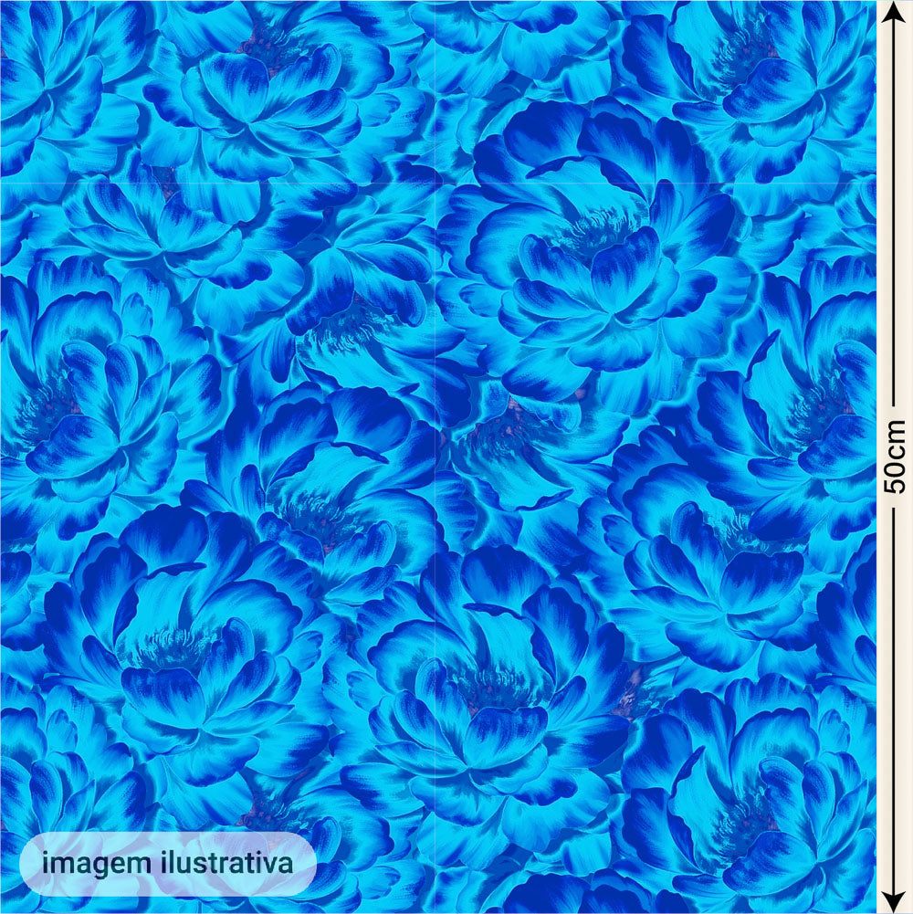 Oxford Digital Mar de Flores Azul Forte