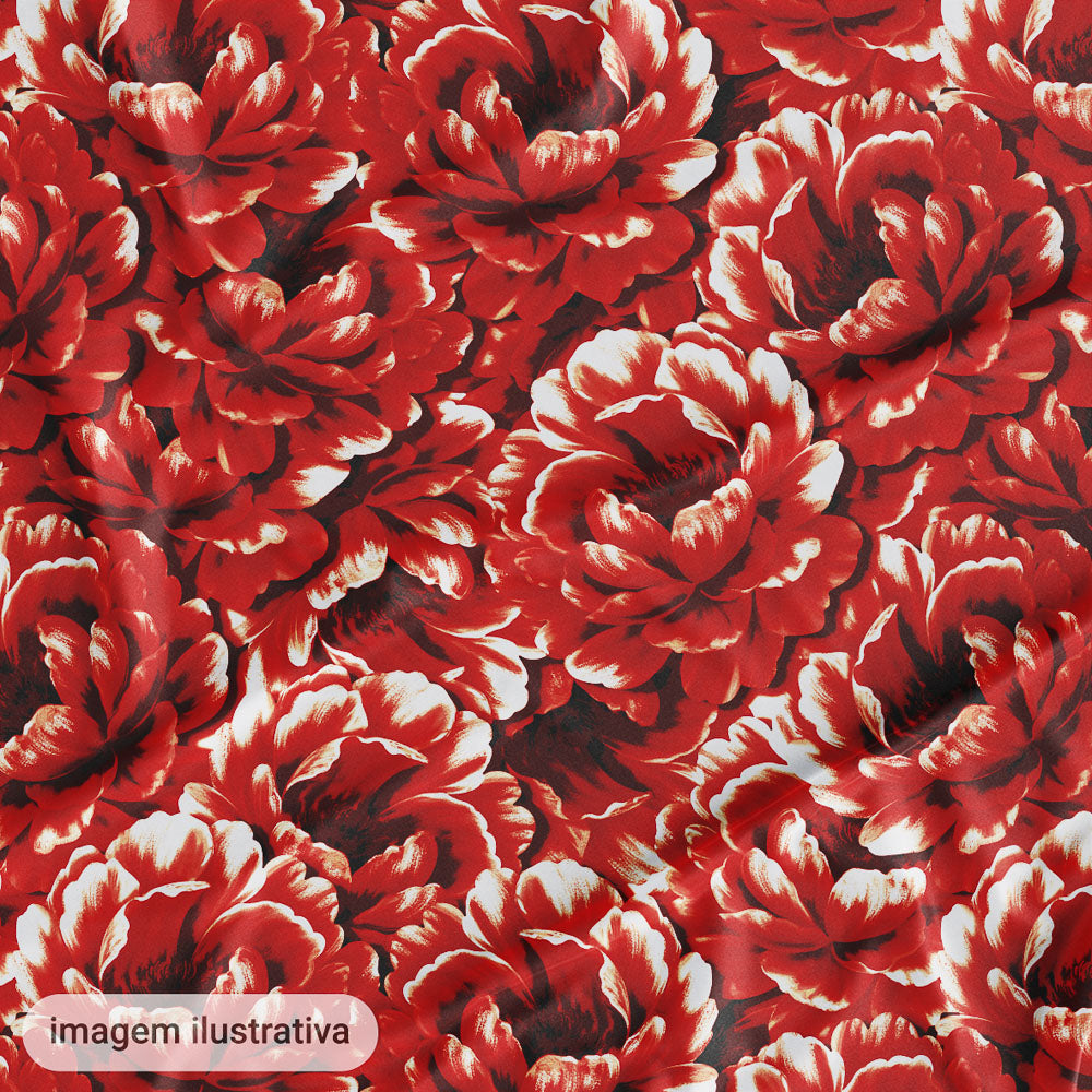 Oxford Digital Mar de Flores Vermelho Escuro