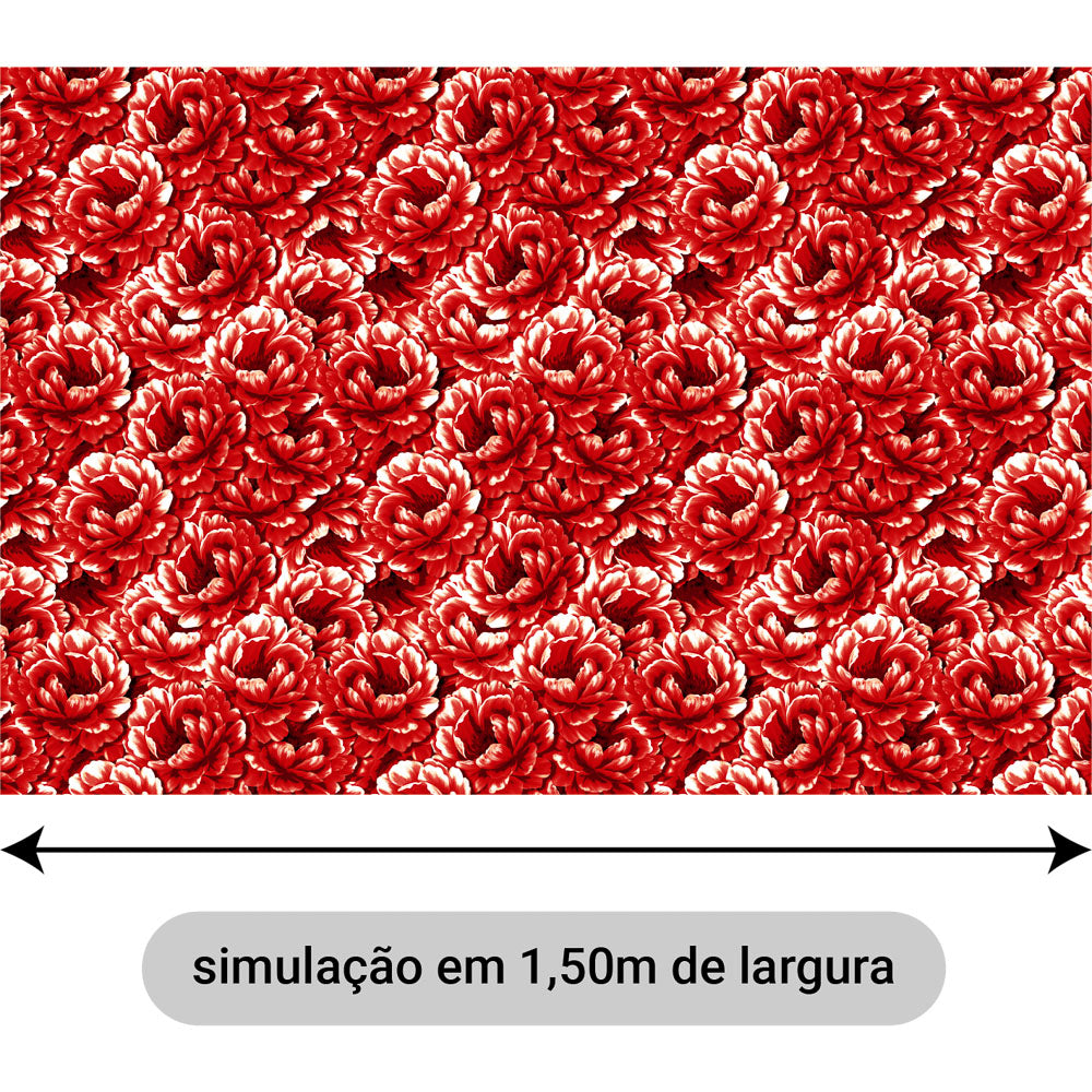 Oxford Digital Mar de Flores Vermelho Escuro