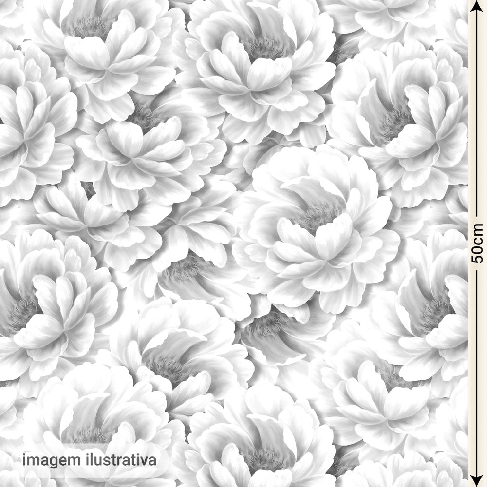 Oxford Digital Peônias Cinza