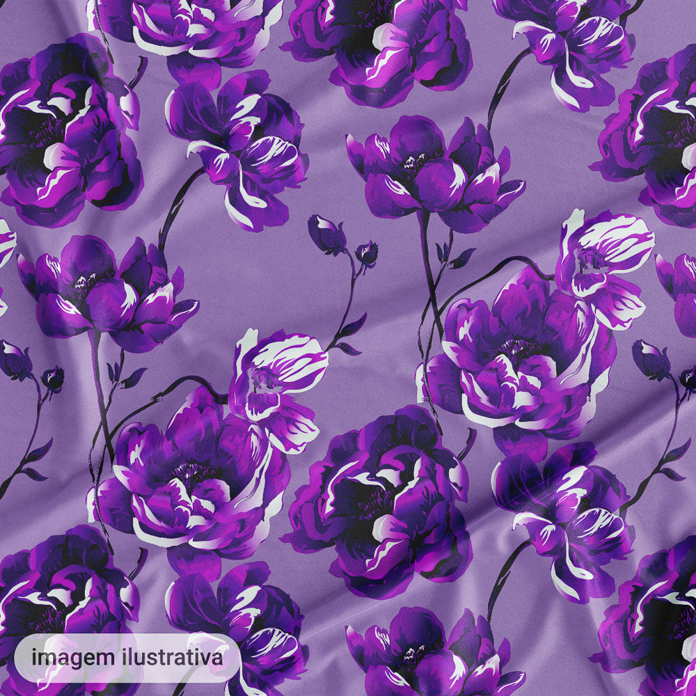 Oxford Digital Floral Brilho Lilás