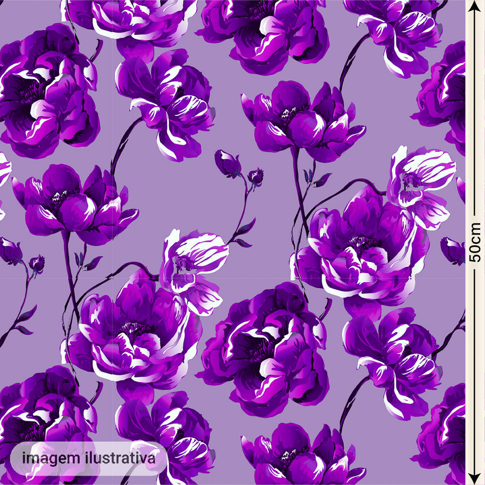 Oxford Digital Floral Brilho Lilás